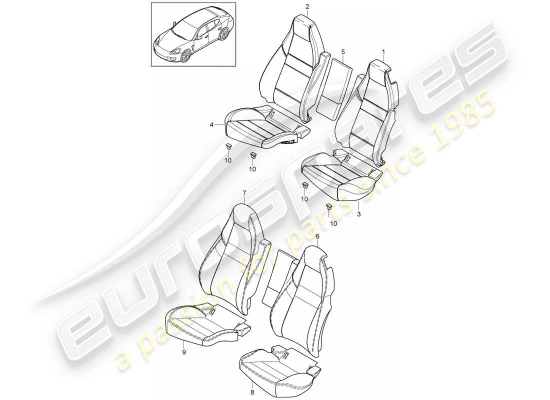 porsche 2010 (panamera 970) couverture diagramme de pièce