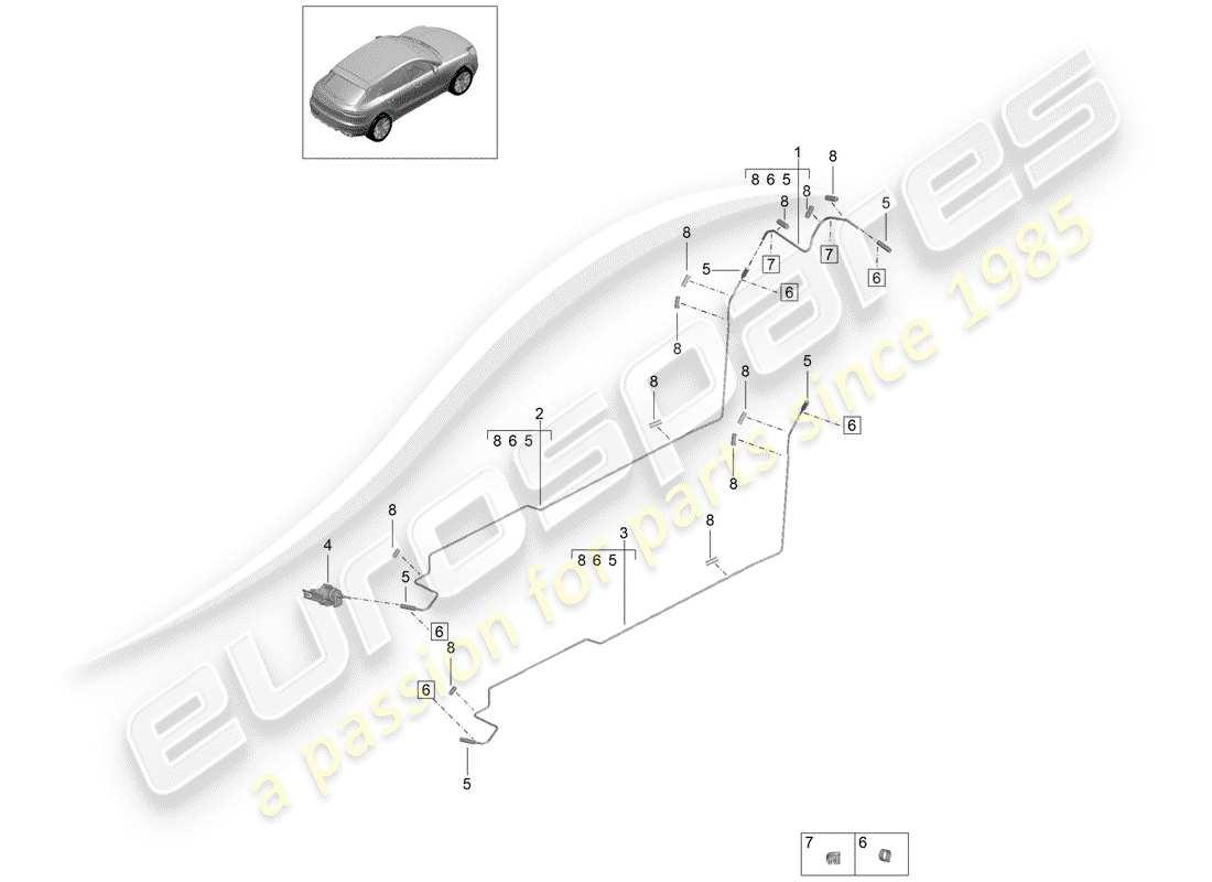 porsche 2019 (macan) diagramme des pièces de la conduite de carburant