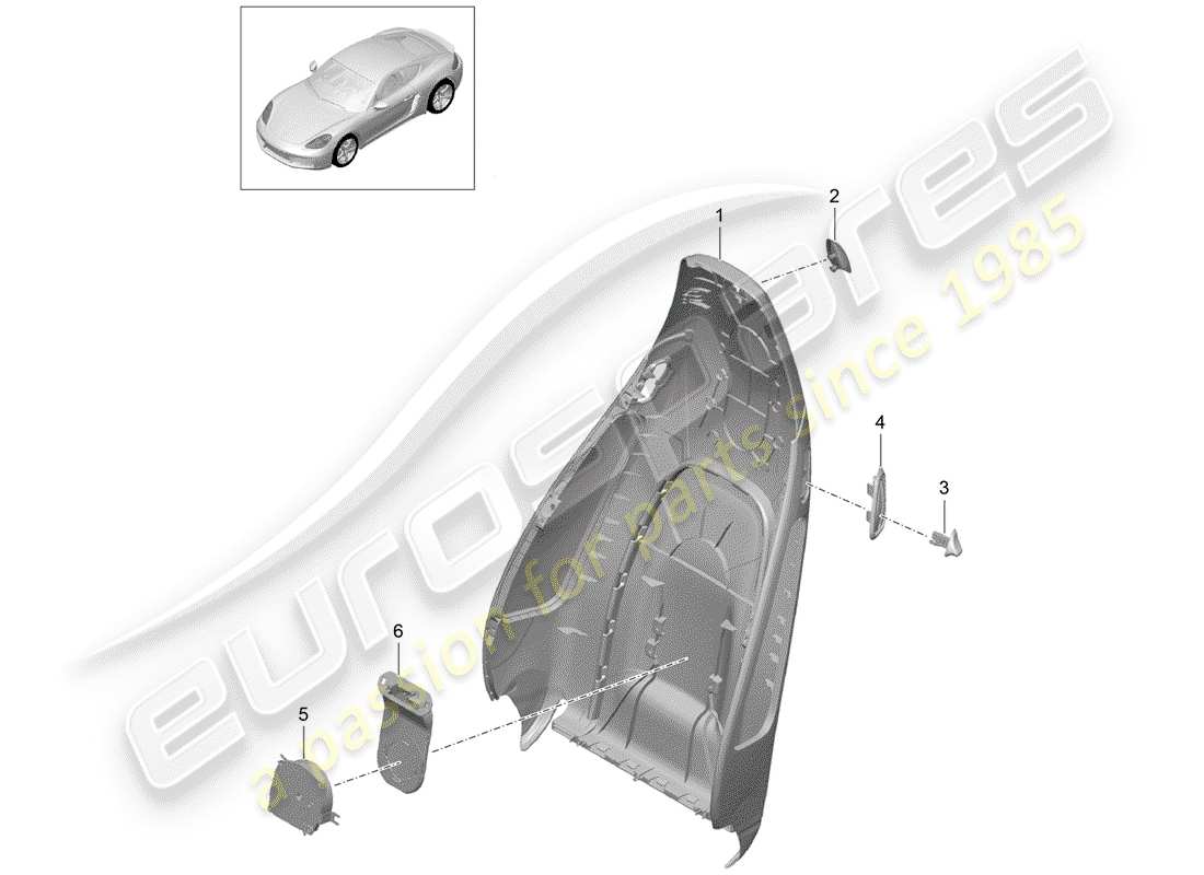 porsche 2020 (718 cayman) coque de dossier schéma des pièces