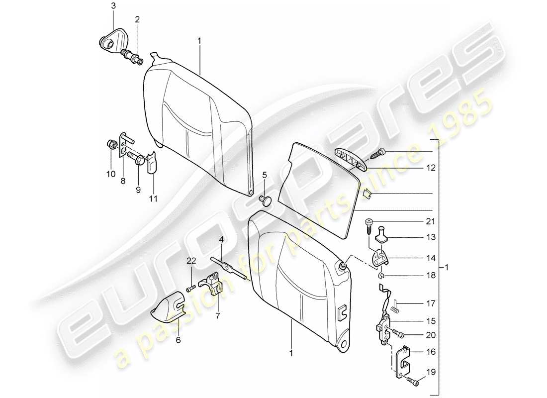 porsche 2009 (997-2) dossier de siège d'urgence schéma des pièces
