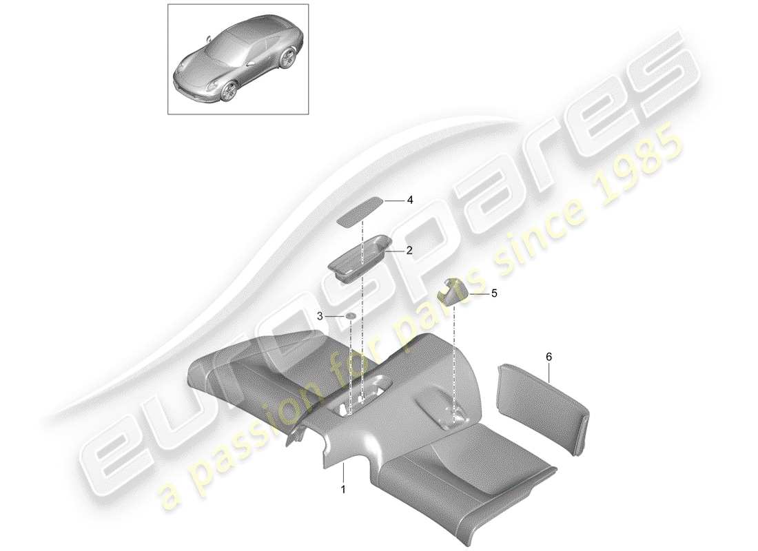 porsche 2012 (991-1) coussin de siège arrière schéma des pièces