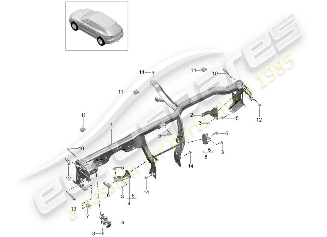 porsche 2016 (macan) cadre de retenue schéma des pièces