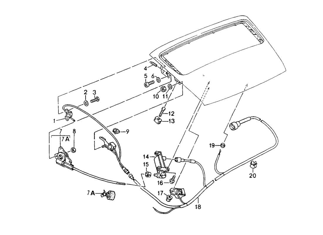 porsche 1994 (964) spoiler arrière - mécanisme d'entraînement schéma des pièces