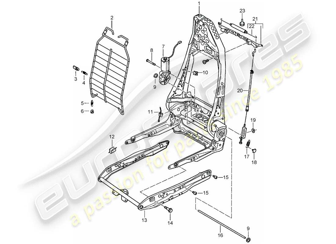 porsche 2001 (996 gt3) cadre - dossier - cadre pour siège - siège sport schéma des pièces