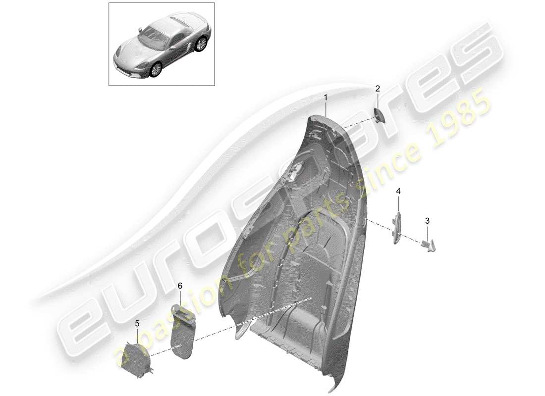 porsche 2019 (718 boxster) coque de dossier schéma des pièces