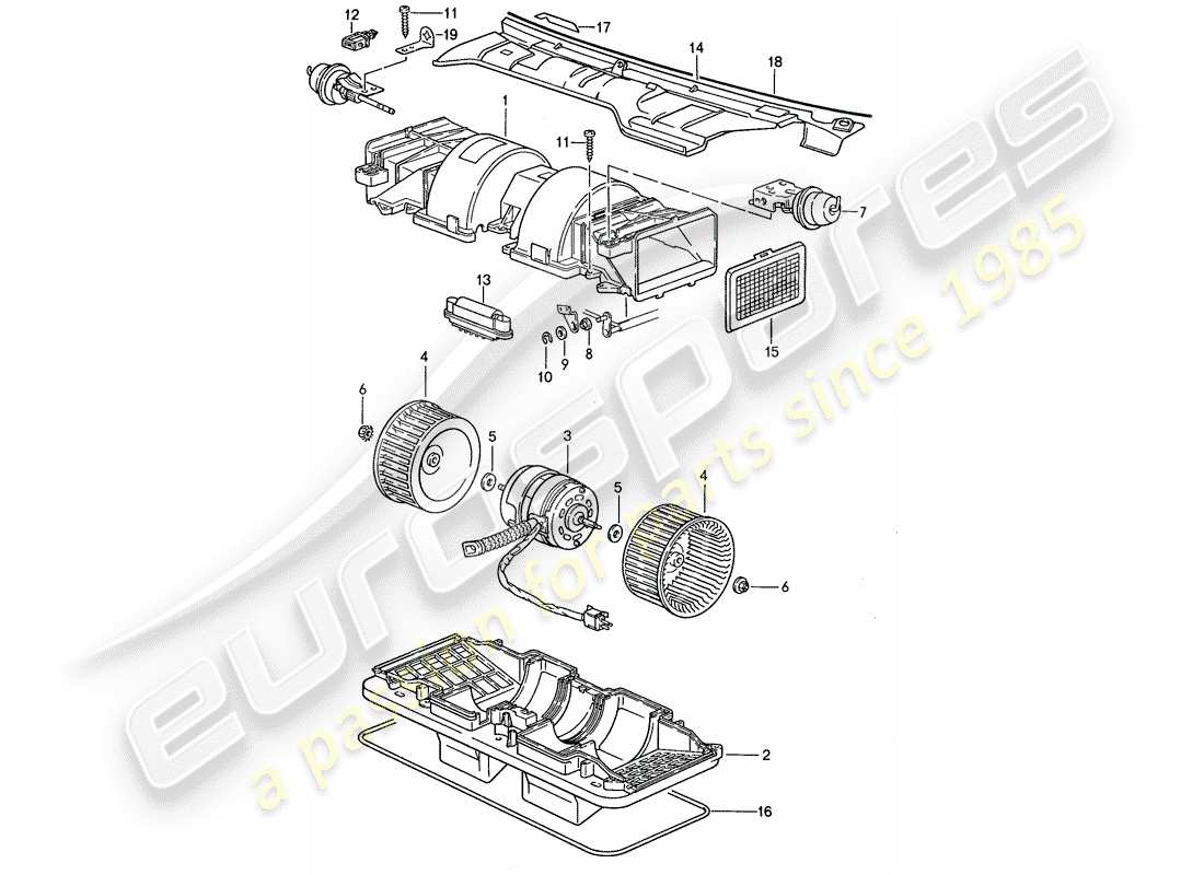 porsche 1990 (944) ventilateur schéma des pièces