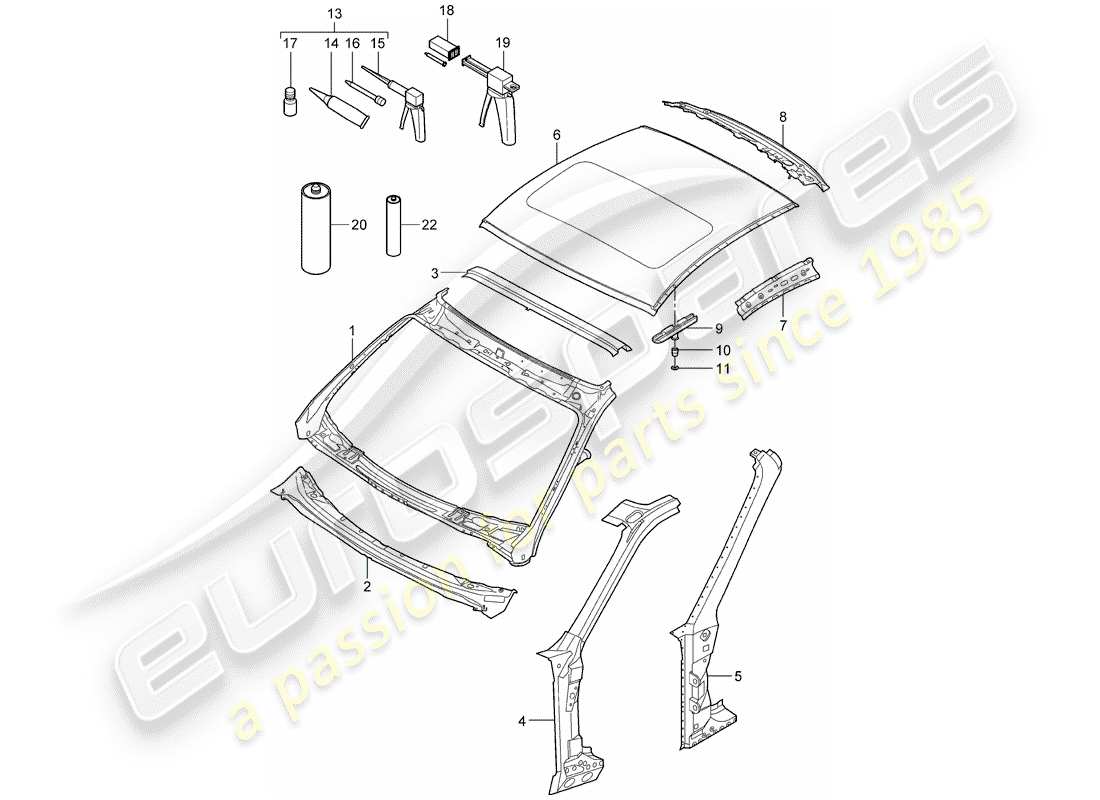 porsche 2011 (997-2) capot schéma des pièces