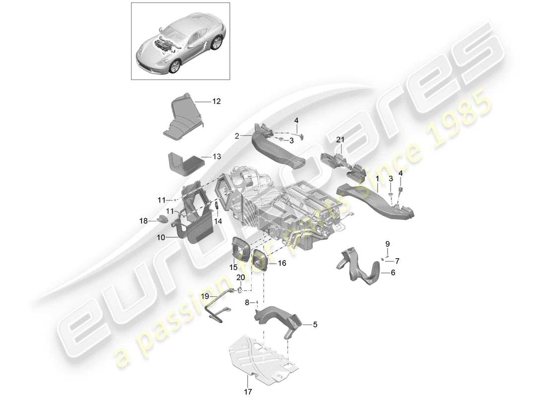 porsche 2018 (718 cayman) diagramme des pièces du conduit d'air