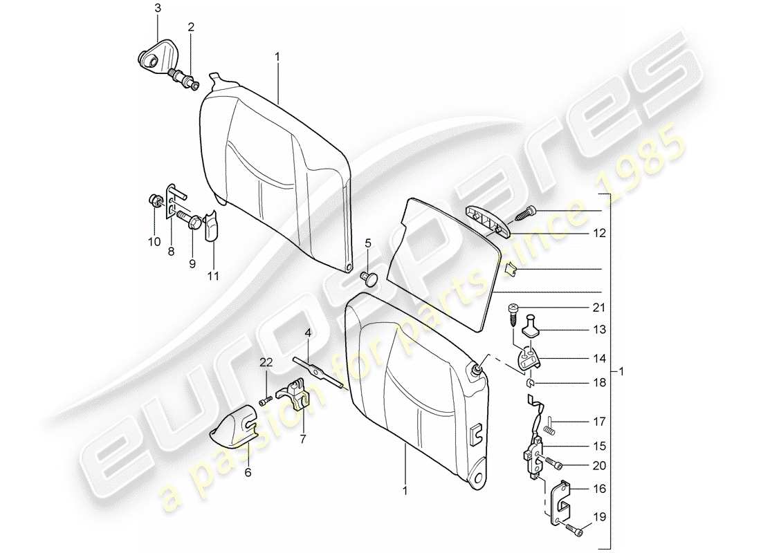 porsche 2009 997-2 turbo / gt2 dossier de siège d'urgence schéma des pièces