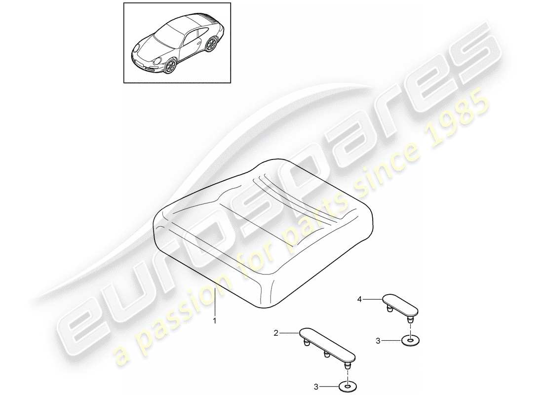 porsche 2012 (997-2) coussin de siège arrière schéma des pièces