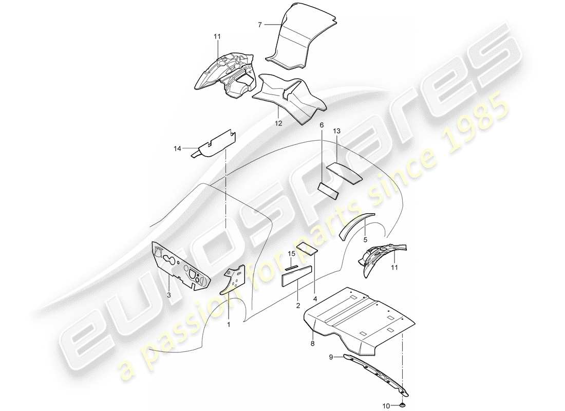 porsche 2010 (997-2) carrosserie schéma des pièces