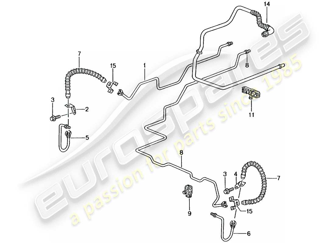 porsche 2004 (996 gt3) conduite de frein - sous-casse - essieu arrière - conduite à dépression schéma des pièces