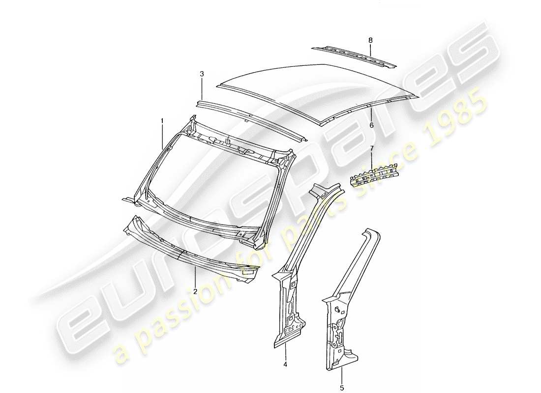 porsche 2002 (996 gt3) diagramme des pièces du capot