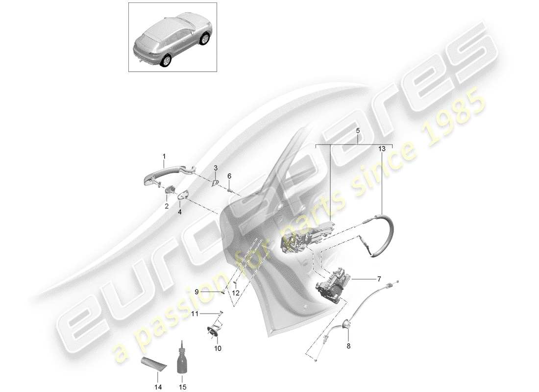porsche 2016 (macan) loquets de porte schéma des pièces