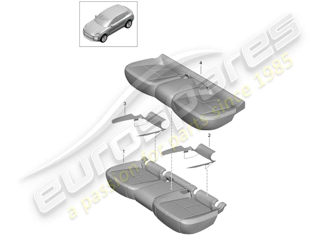 porsche 2019 (macan) pièce en mousse diagramme des pièces