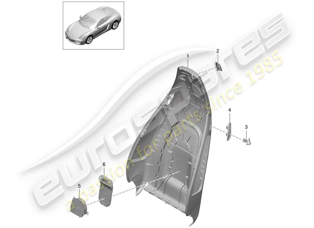 porsche 2016 (981 cayman) coque de dossier schéma des pièces
