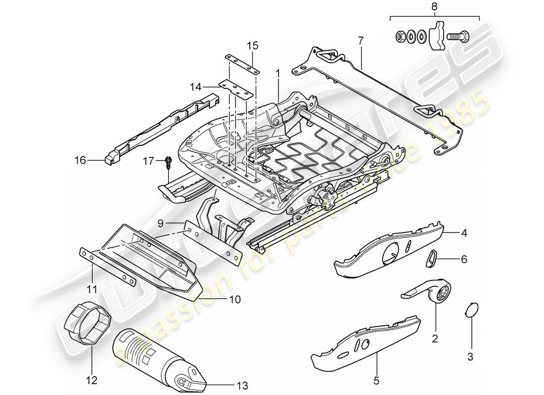 porsche 2009 997-2 turbo / gt2 cadre de siège schéma des pièces
