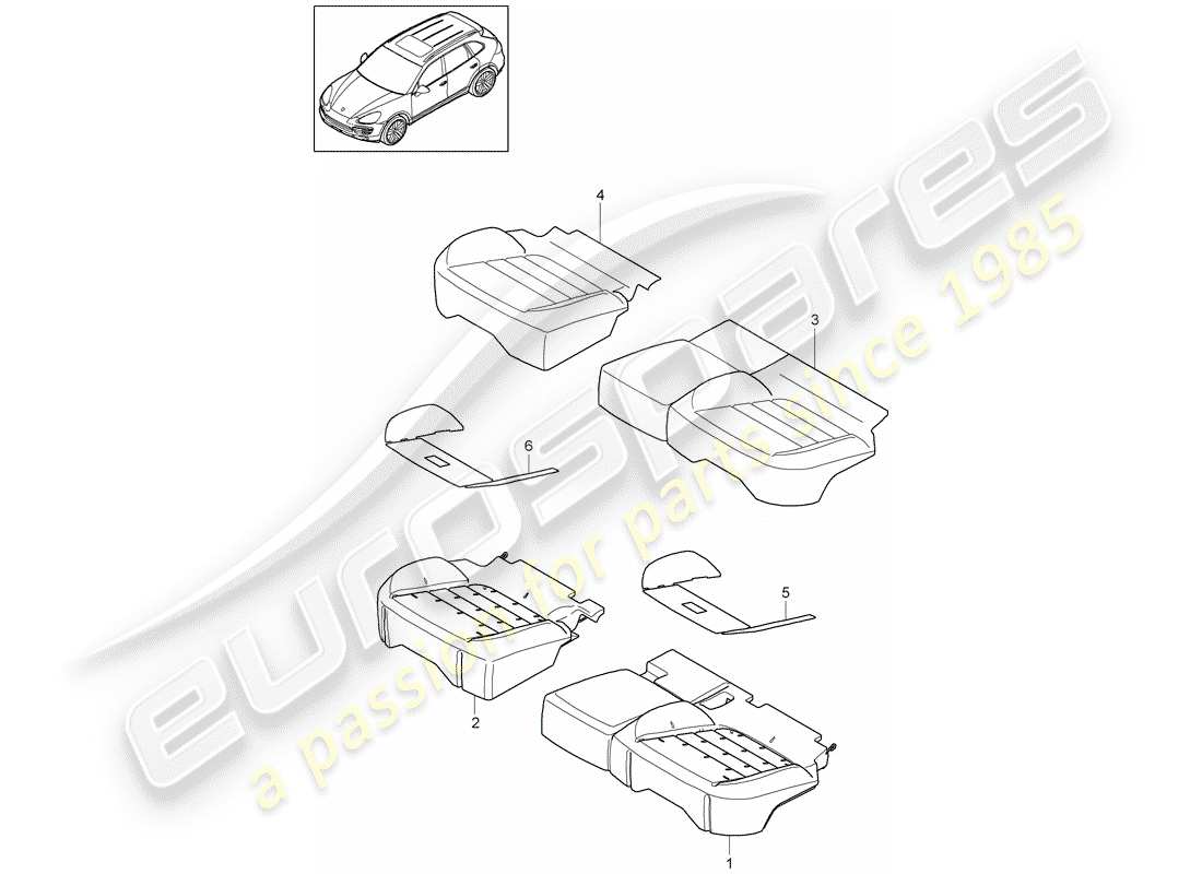 porsche 2016 (cayenne e2 92a) coussin de siege schéma des pièces