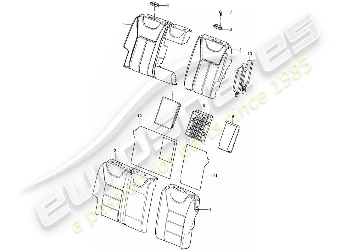 porsche 2008 (cayenne e1 9pa) pièce en mousse diagramme des pièces
