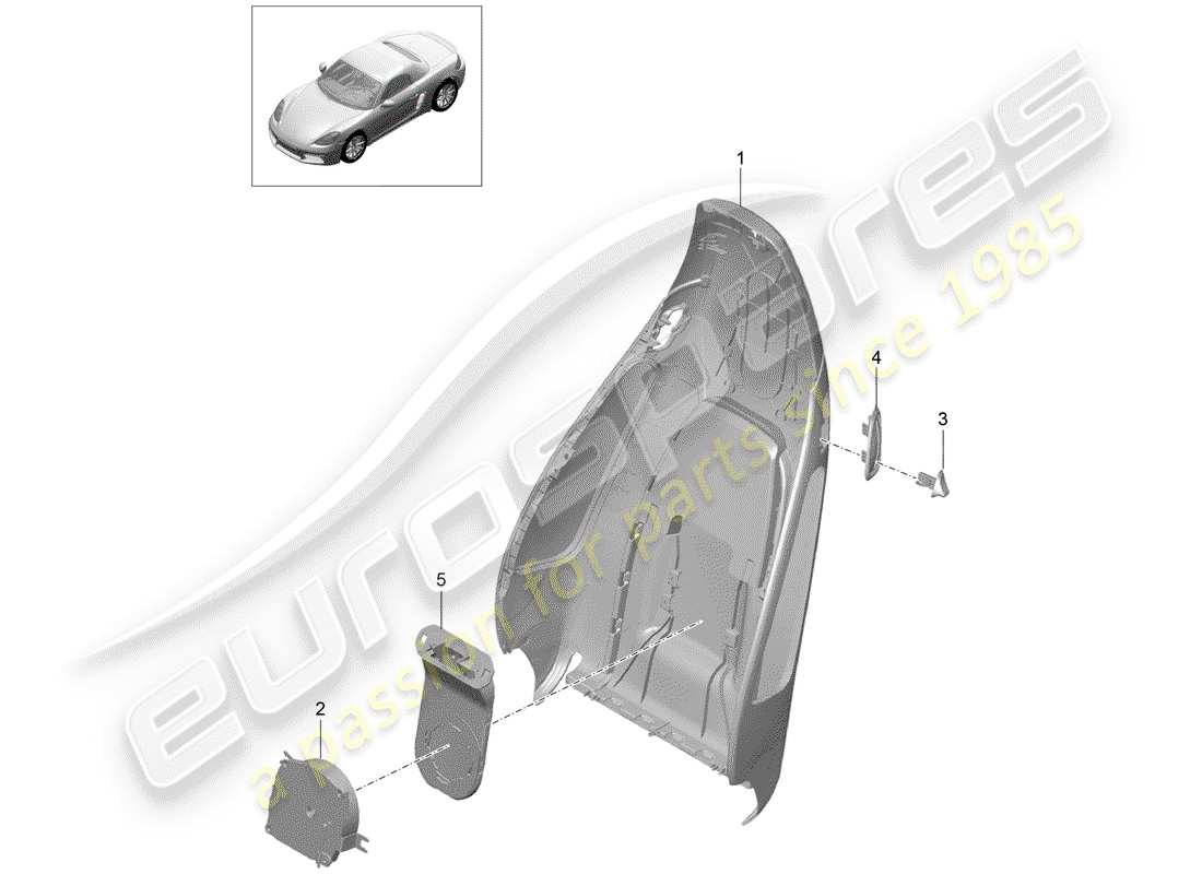 porsche 2019 (718 boxster) coque de dossier schéma des pièces