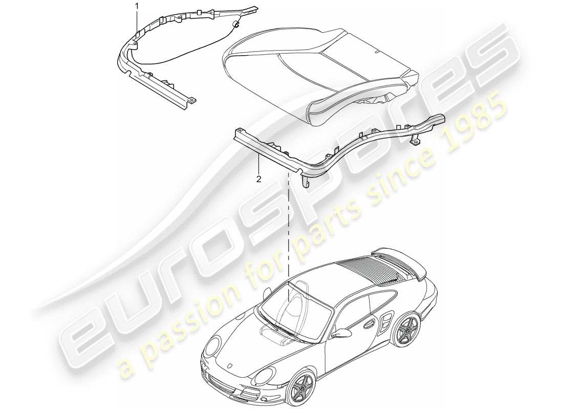 porsche 2009 997-2 turbo / gt2 schéma des pièces du porte-coussin