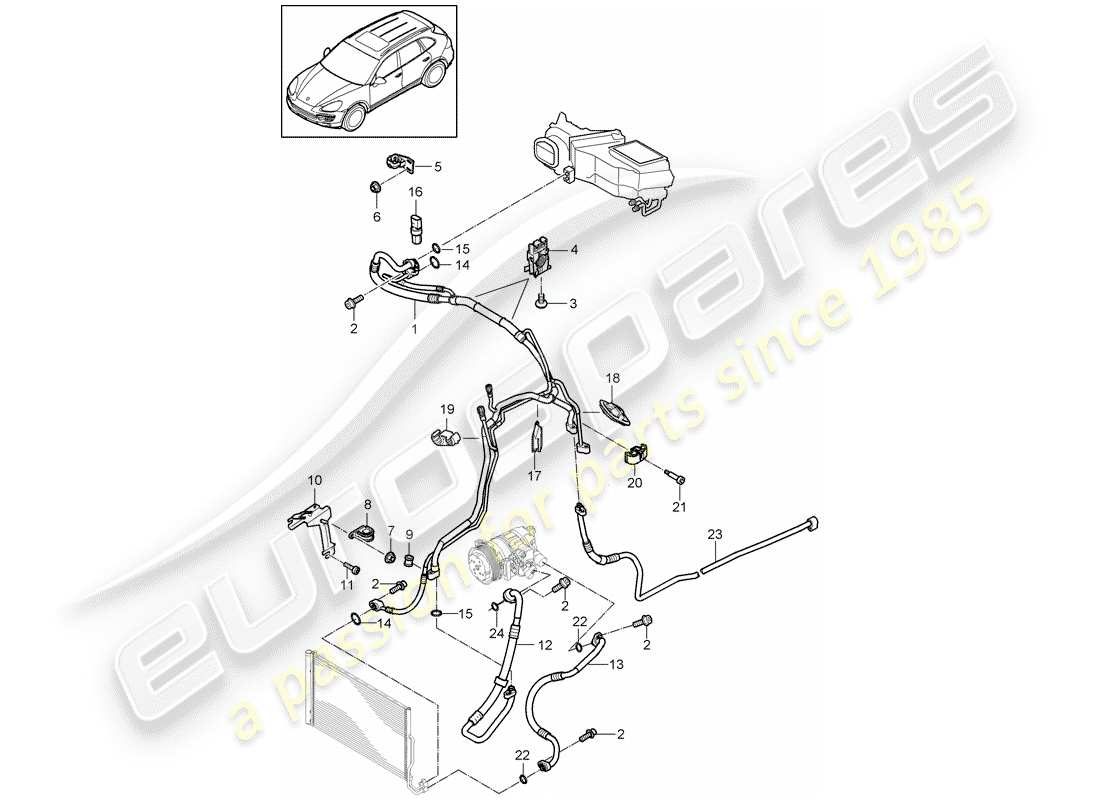 porsche 2015 (cayenne e2 92a) circuit frigorifique schéma des pièces
