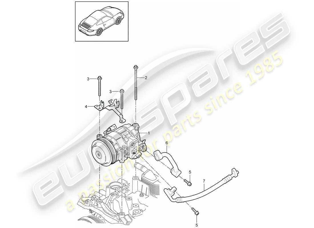porsche 2009 (997-2) compresseur schéma des pièces