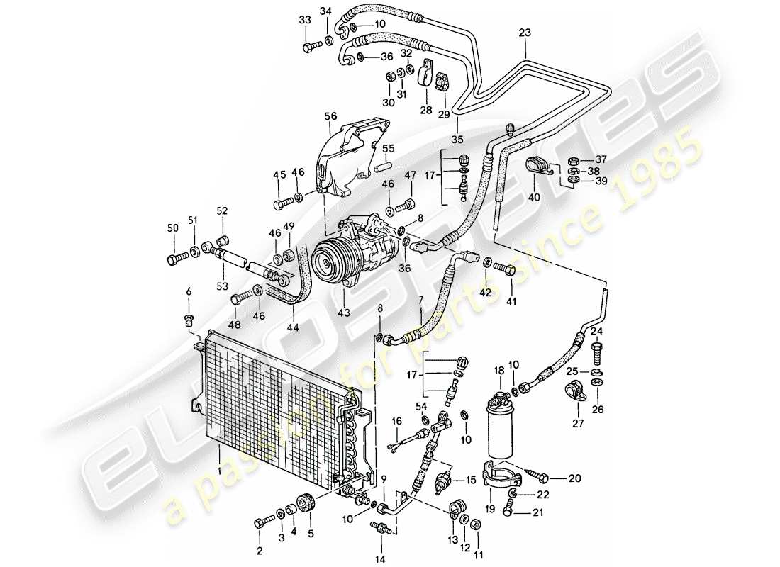 porsche 1988 (944) circuit frigorifique schéma des pièces