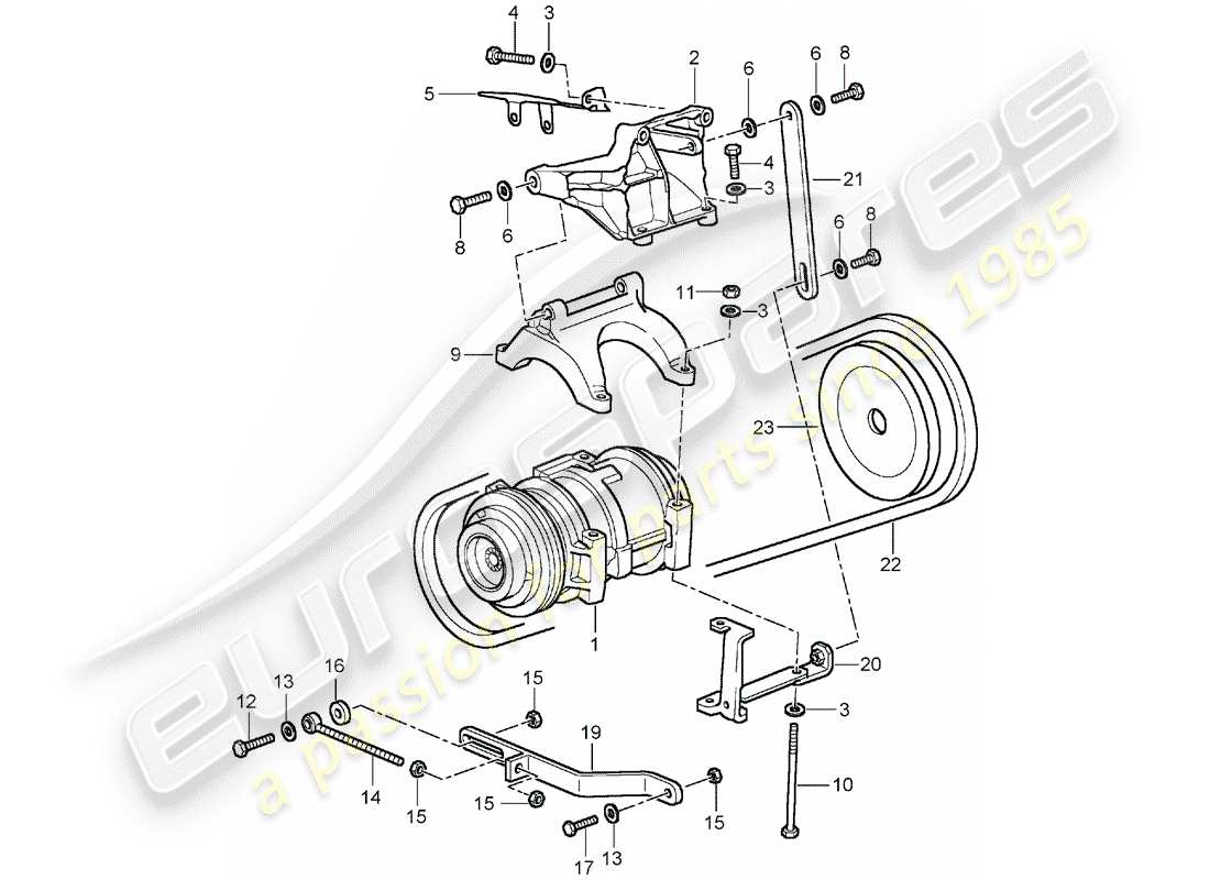 porsche 1994 (928) assemblage - compresseur - climatiseur schéma des pièces