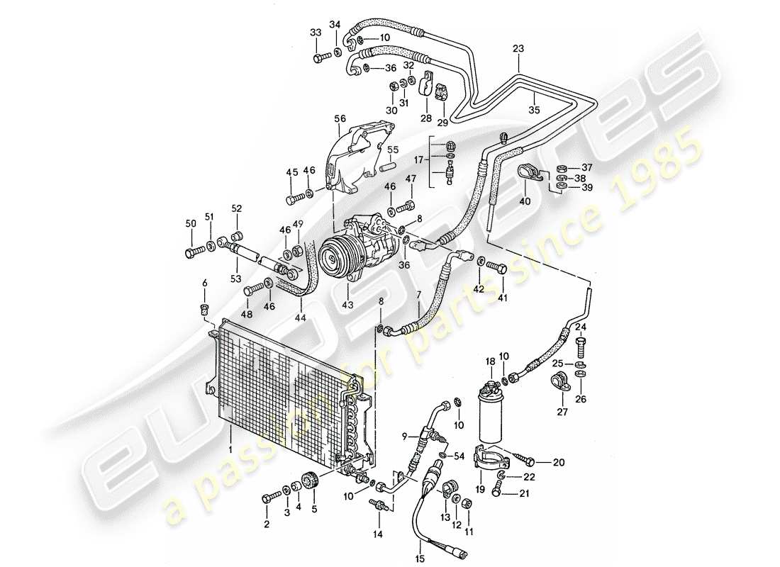 porsche 1990 (944) circuit frigorifique schéma des pièces