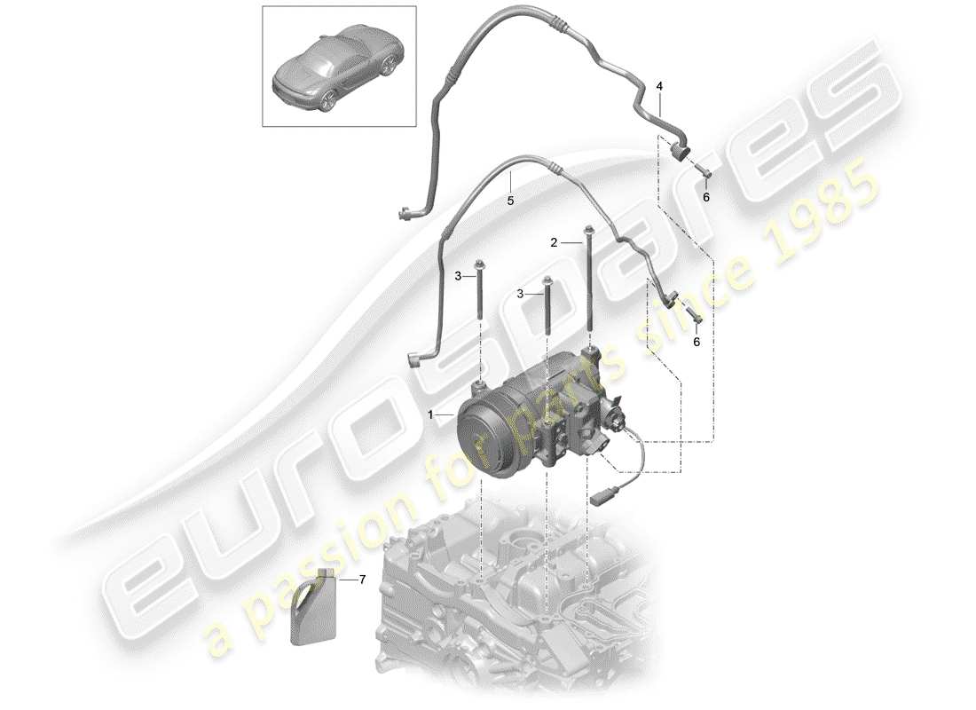 porsche 2012 (981 boxster) compresseur schéma des pièces