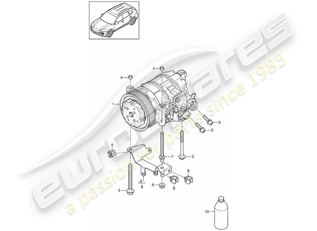 porsche 2015 (cayenne e2 92a) compresseur schéma des pièces