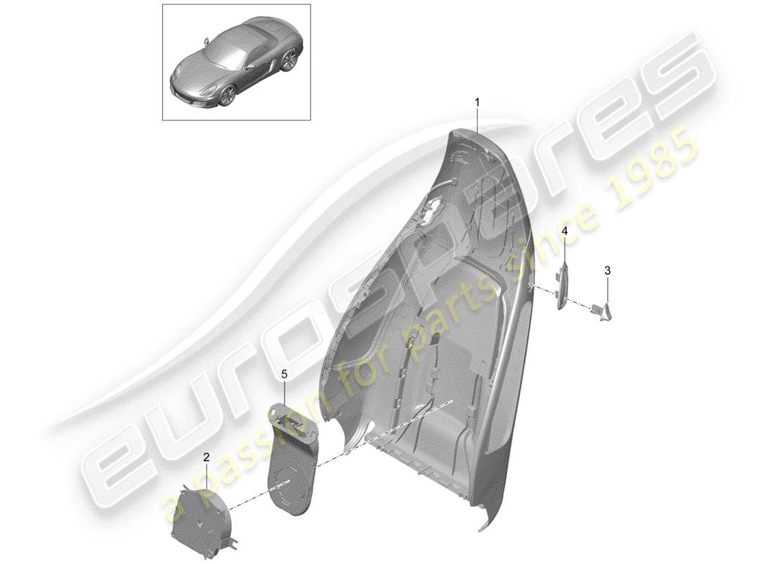 porsche 2012 (981 boxster) coque de dossier schéma des pièces