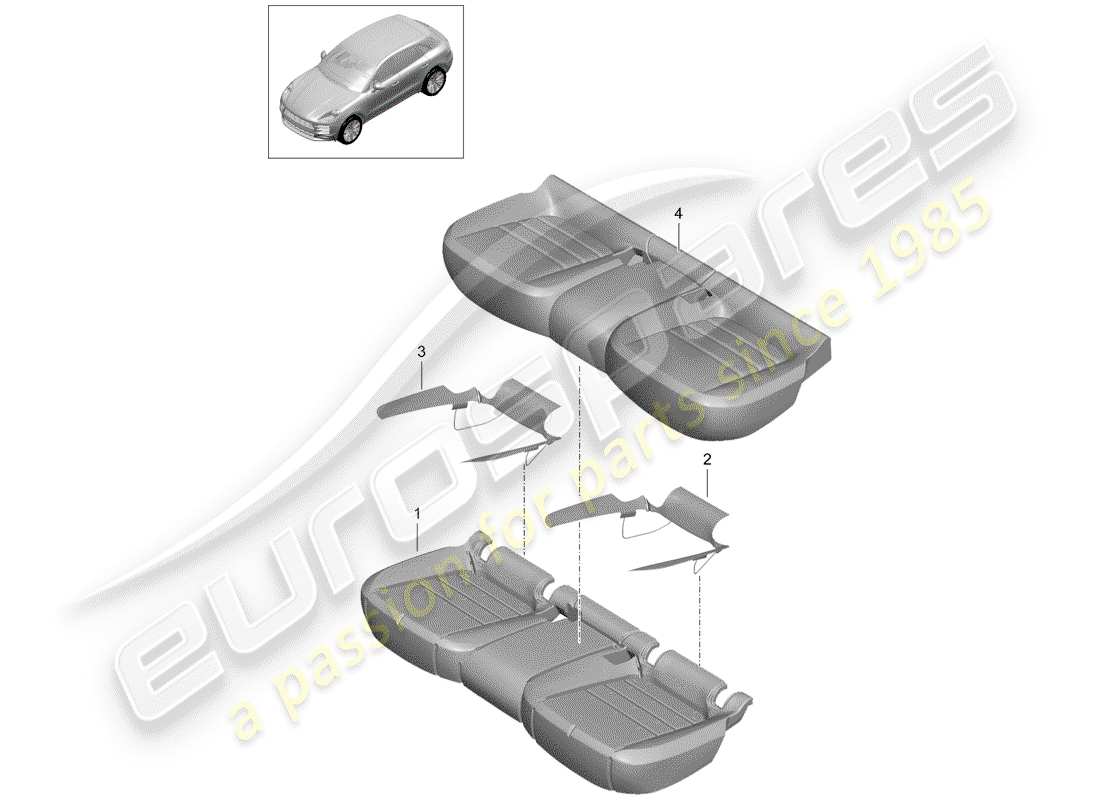porsche 2019 (macan) pièce en mousse diagramme des pièces