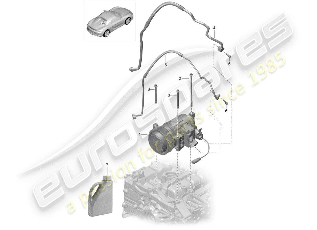 porsche 2016 (981 boxster spyder) diagramme des pièces du compresseur