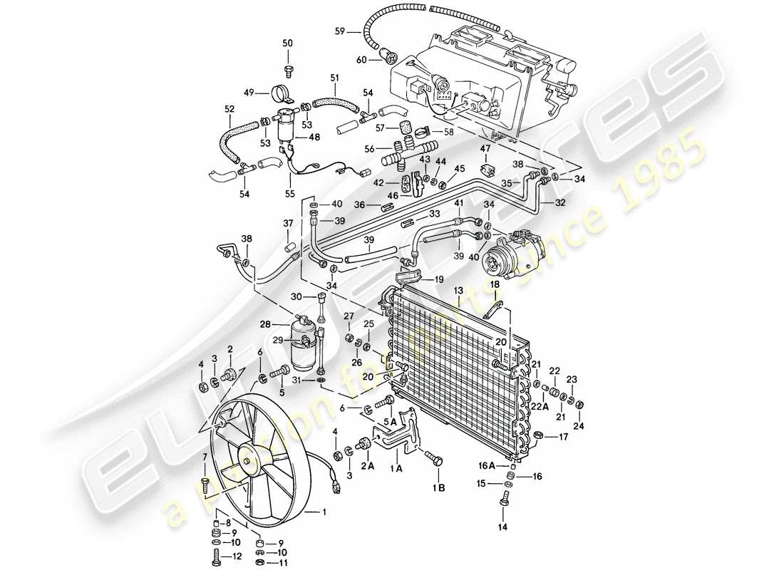porsche 1981 (928) for - m 573 - lignes - ventilateur diagramme de pièce