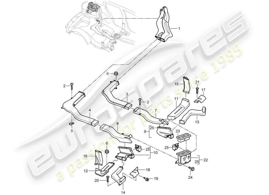 porsche 2003 (cayenne e1 9pa) diagramme des pièces du conduit d'air