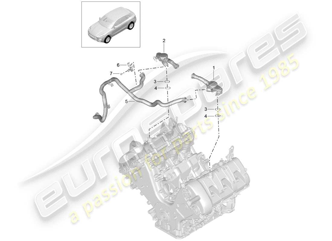 porsche 2014 (macan) reniflard de carter schéma des pièces