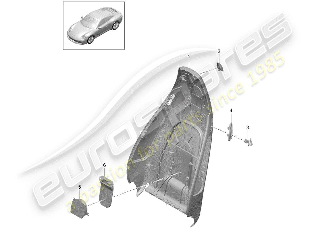porsche 2020 (991-2) coque de dossier schéma des pièces