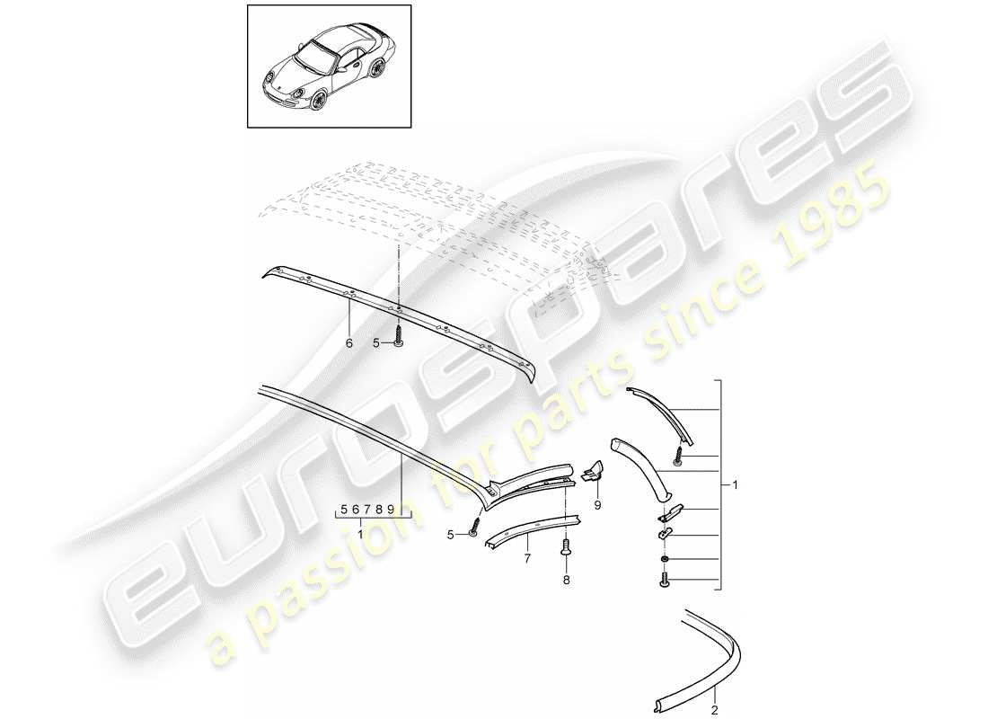 porsche 2012 (997-2) dessus cabriolet schéma des pièces