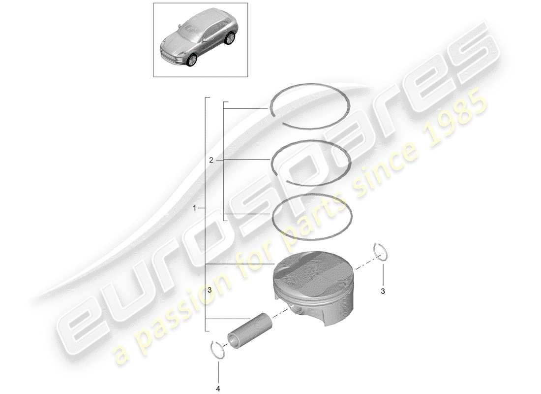 porsche 2019 (macan) schéma des pièces du piston