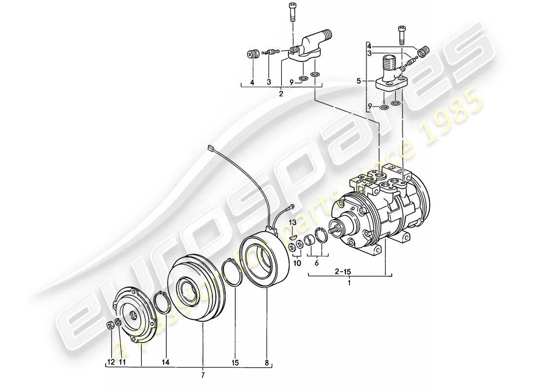porsche 1985 (911) diagramme des pièces du compresseur