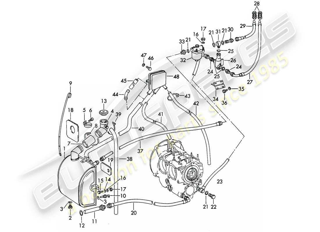 porsche 1961 (356b/356c) lubrification du moteur schéma des pièces