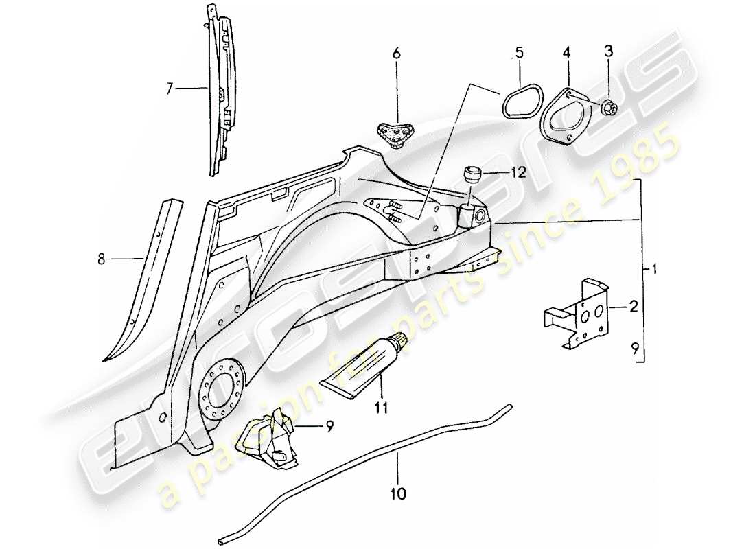 porsche 1990 (964) panneau intérieur schéma des pièces