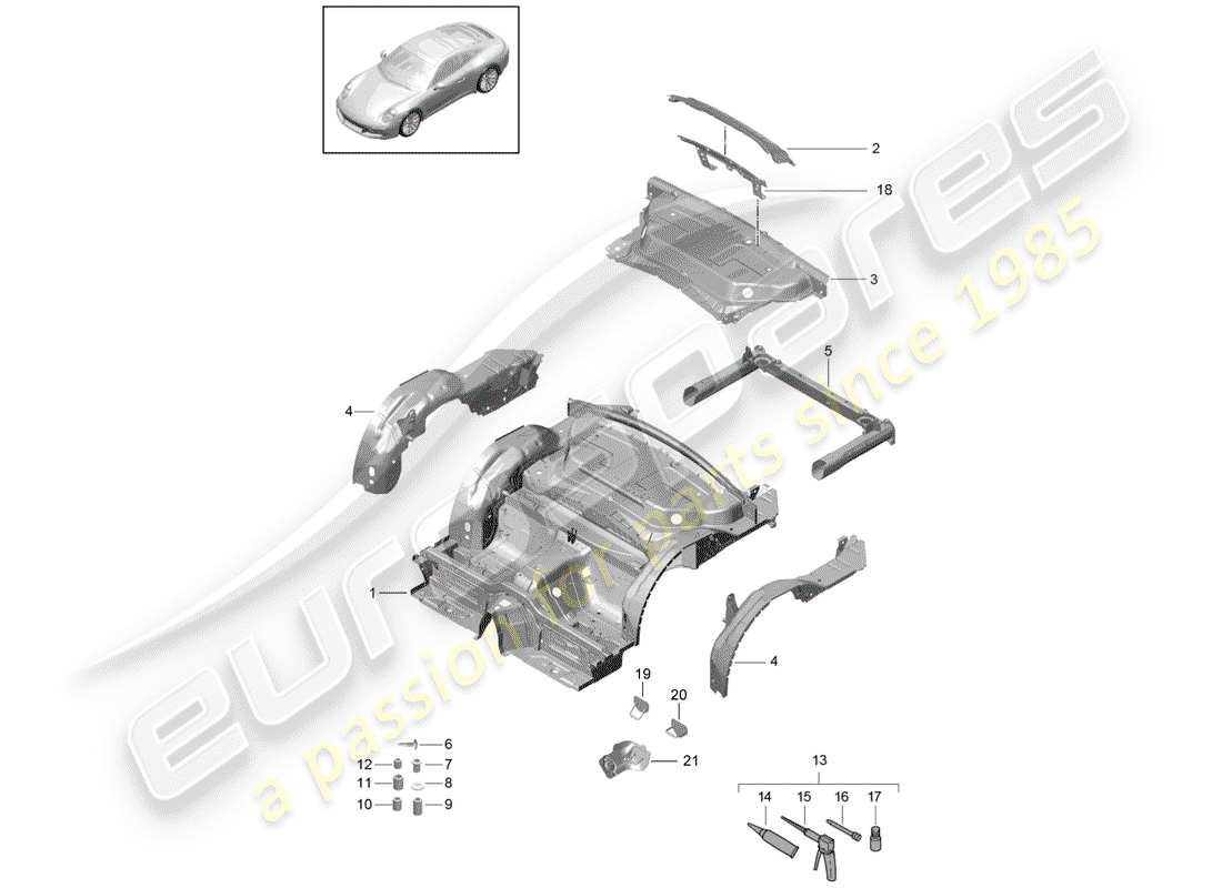 porsche 2019 (991-2) schéma des pièces arrière