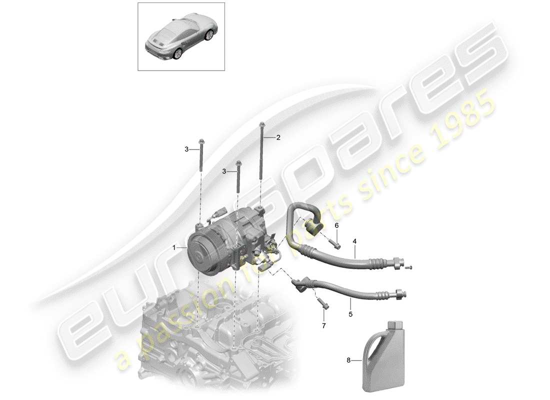 porsche 991 turbo (2020) diagramme des pièces du compresseur