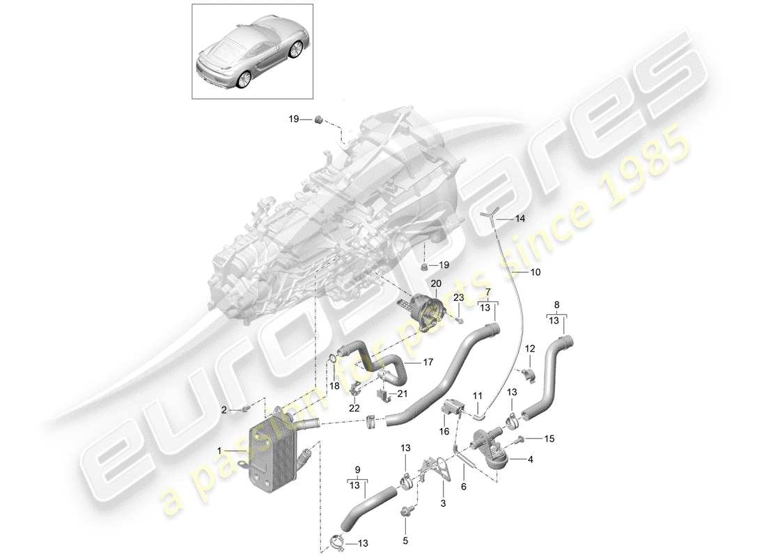 porsche 2016 (981 cayman gt4) boîte de vitesses manuelle schéma des pièces