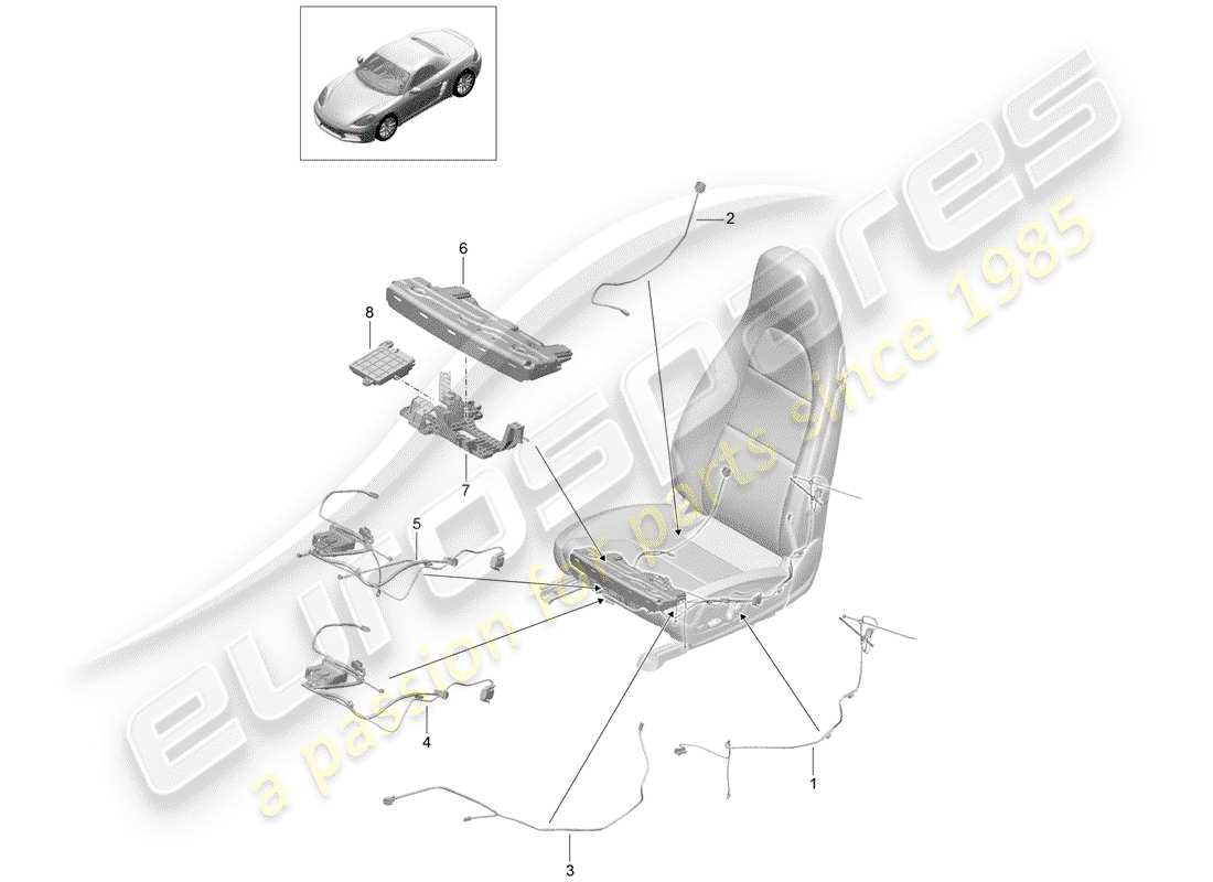 porsche 2019 (718 boxster) faisceaux de câbles schéma des pièces