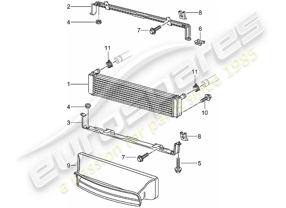 porsche 2004 (996 gt3) radiateur schéma des pièces
