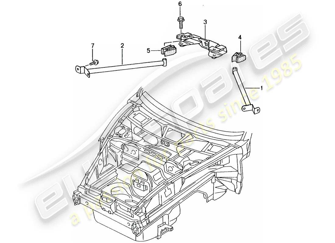 porsche 2003 (996 gt3) pièce de dôme schéma des pièces